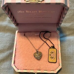Juicy Couture Silver Heart Necklace with Gold Detail